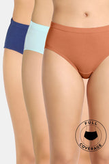 Women's Multicolor Mid Rise Full Coverage Hipster Panty - Set of 3