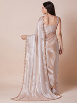 Women's Cream Festive Party Wear Saree