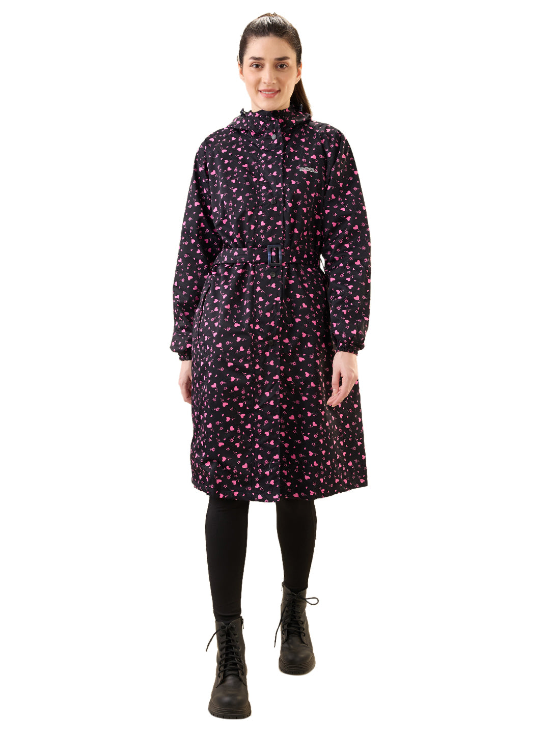 Women's Pink Button Raincoat