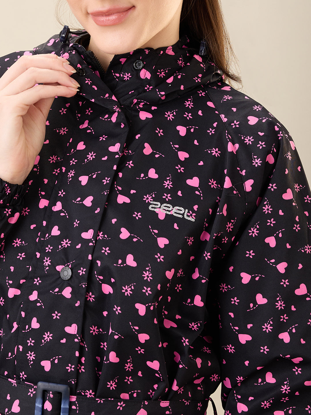 Women's Pink Button Raincoat