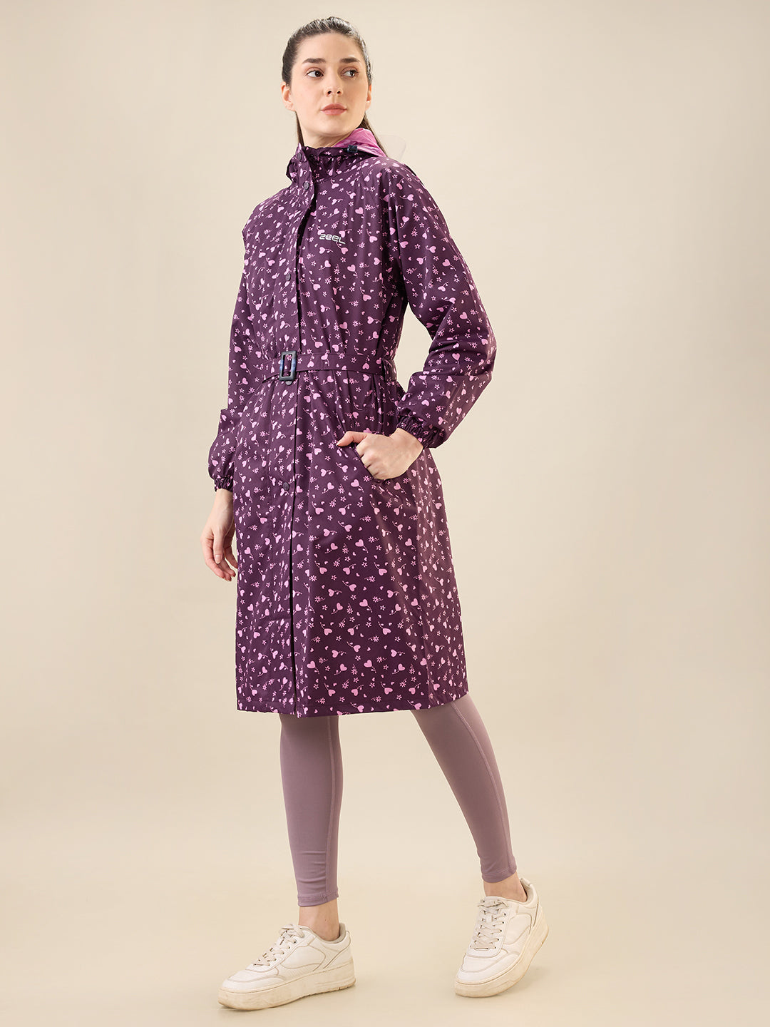 Women's Purple Button Raincoat