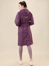 Women's Purple Button Raincoat