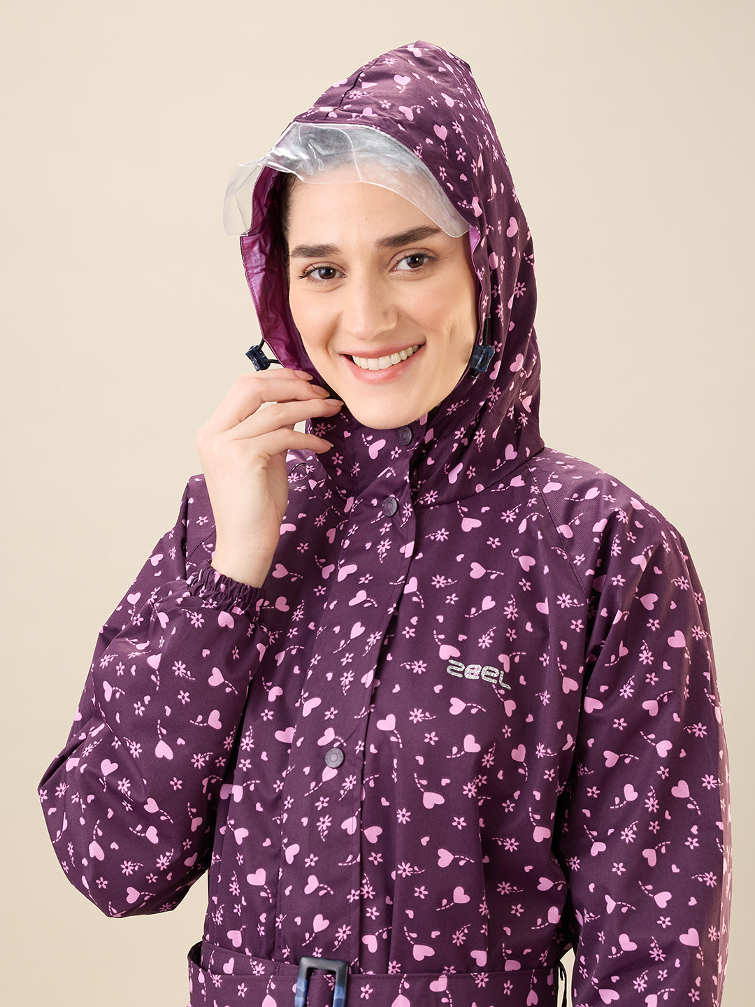 Women's Purple Button Raincoat