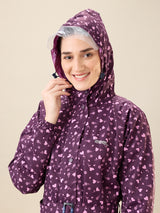 Women's Purple Button Raincoat