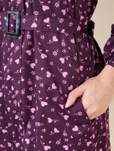 Women's Purple Button Raincoat