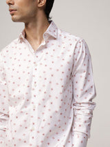 Men's Pink Casual Regular Fit Printed Full Sleeves Shirt