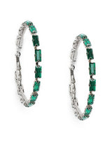 Women's Green Dazzling Stones Party Bling Contemporary Hoop Earring-ZPFK10007