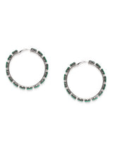 Women's Green Dazzling Stones Party Bling Contemporary Hoop Earring-ZPFK10007