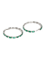 Women's Green Dazzling Stones Party Bling Contemporary Hoop Earring-ZPFK10007