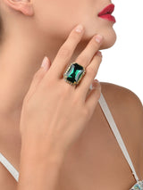 Women's Green Crystal Shine Stones Contemporary Adjustable Finger Ring