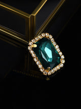 Women's Green Crystal Shine Stones Contemporary Adjustable Finger Ring