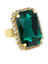 Women's Green Crystal Shine Stones Contemporary Adjustable Finger Ring