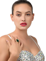 Women's Green Crystal Shine Stones Contemporary Adjustable Finger Ring
