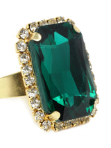 Women's Green Crystal Shine Stones Contemporary Adjustable Finger Ring