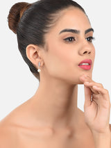 Women's Rose Gold Cubic Zirconia & Pearl Drop Contemporary Brass Earring