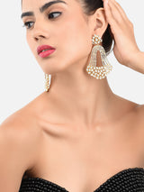 Women's Antique Gold Tone Austrian Diamonds and Kundan Fusion Wear Dangle Earring