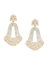 Women's Antique Gold Tone Austrian Diamonds and Kundan Fusion Wear Dangle Earring