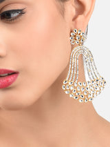 Women's Antique Gold Tone Austrian Diamonds and Kundan Fusion Wear Dangle Earring