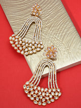 Women's Antique Gold Tone Austrian Diamonds and Kundan Fusion Wear Dangle Earring