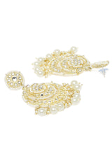 Women's Gold Tone Kundan & Pearls Wedding Collection Dangle Earring-ZPFK10158