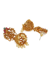 Women's Antique Gold Tone Bridal Collection Long Temple Necklace and Earring Set