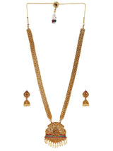 Women's Antique Gold Tone Bridal Collection Long Temple Necklace and Earring Set
