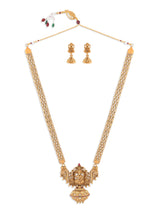 Women's Antique Gold Tone Bridal Collection Long Temple Necklace and Earring Set