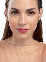 Women's Rose Gold Cubic Zirconia Brass Stud Earrings - Set of 2