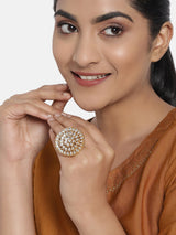 Women's Combo of 2 Ethnic Meenakari & Kundan Adjustable Finger Rings-ZPFK10225