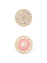 Women's Combo of 2 Ethnic Meenakari & Kundan Adjustable Finger Rings-ZPFK10225