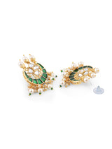 Women's Green Meenakari Clustered Pearls Patta Kundan Choker Necklace & Earring Set-ZPFK10236