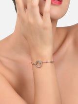 Women's Rose Gold Cubic Zirconia Brass Bangle Style Kada - Pack of 2