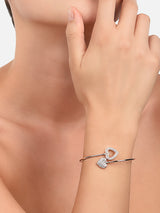 Women's Rose Gold Cubic Zirconia Brass Bangle Style Kada - Pack of 2