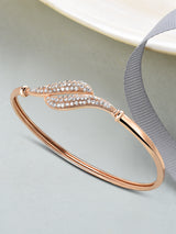 Women's Rose Gold Contemporary Cubic Zirconia Bangle Style Brass Kada