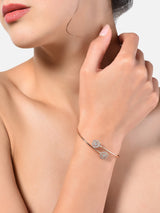 Women's Rose Gold Contemporary Cubic Zirconia Brass Kada Bracelet-ZPFK10388