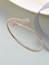 Women's Rose Gold Contemporary Cubic Zirconia Brass Kada Bracelet-ZPFK10388