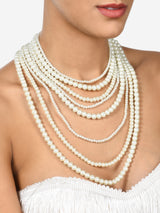 Women's Gold Tone Fusion Wear Multilayered Pearls Necklace-ZPFK10428