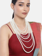 Women's Gold Tone Fusion Wear Multilayered Pearls Necklace-ZPFK10428