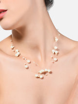 Women's Contemporary Multistrand Contemporary Invisible Pearls Necklace-ZPFK10432