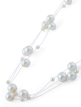 Women's Contemporary Multistrand Contemporary Invisible Pearls Necklace-ZPFK10432