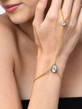 Women's Gold Tone Crystal Shine Stones Ethnic Dainty Hand Harness Bracelet-ZPFK10448