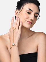 Women's Gold Tone Crystal Shine Stones Ethnic Dainty Hand Harness Bracelet-ZPFK10448