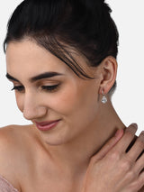 Women's Rose Gold Cubic Zirconia Pear Drop Hoop Earring