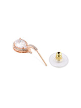 Women's Rose Gold Cubic Zirconia Pear Drop Hoop Earring