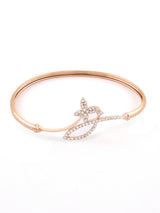 Women's Rose Gold Cubic Zirconia Contemporary Butterfly Bangle Style Kada Bracelet