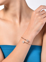 Women's Rose Gold Cubic Zirconia Contemporary Heart Bangle Style Kada Bracelet