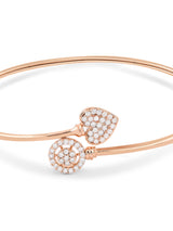 Women's Rose Gold Cubic Zirconia Contemporary Heart Bangle Style Kada Bracelet