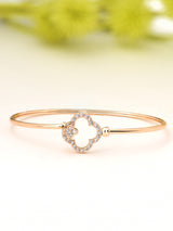 Women's Rose Gold Cubic Zirconia Contemporary Bangle Style Kada Bracelet-ZPFK10708
