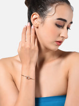 Women's Rose Gold Cubic Zirconia Contemporary Bangle Style Kada Bracelet-ZPFK10708