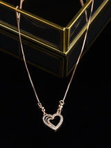 Women's Rose Gold Tone Dazzling Cubic Zirconia Heart Pendant with Chain